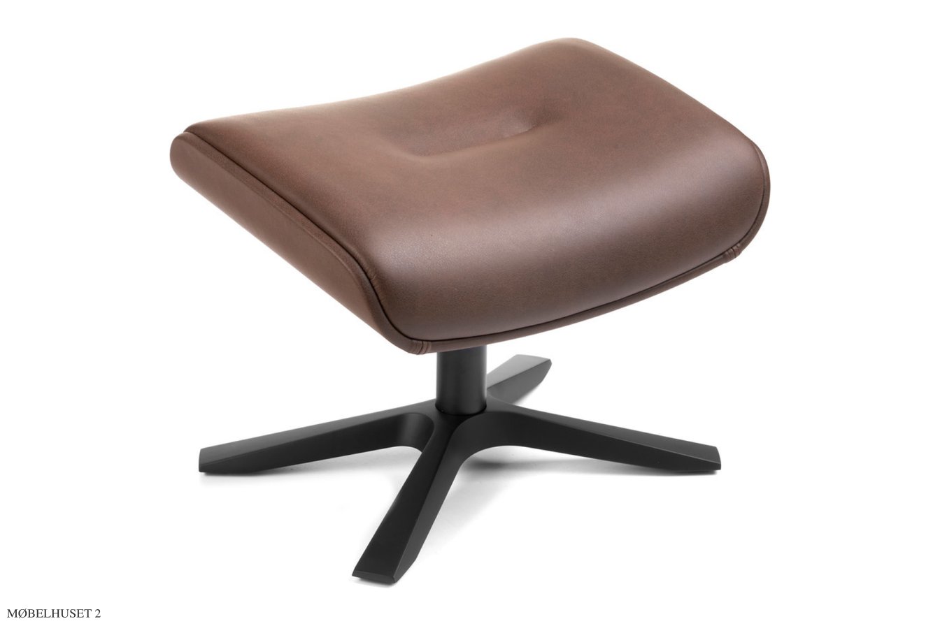Timeout fodskammel, Eg sortbejdset, Quattro x-fod sort aluminium, L�der | California Mocca 69 | Conform