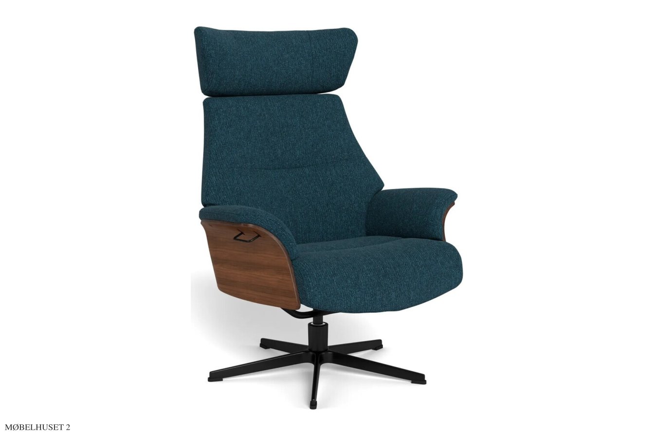 Air l�nestol, Valn�d, Drejefod sort aluminium, Stof | Alta Blue 47 | Conform