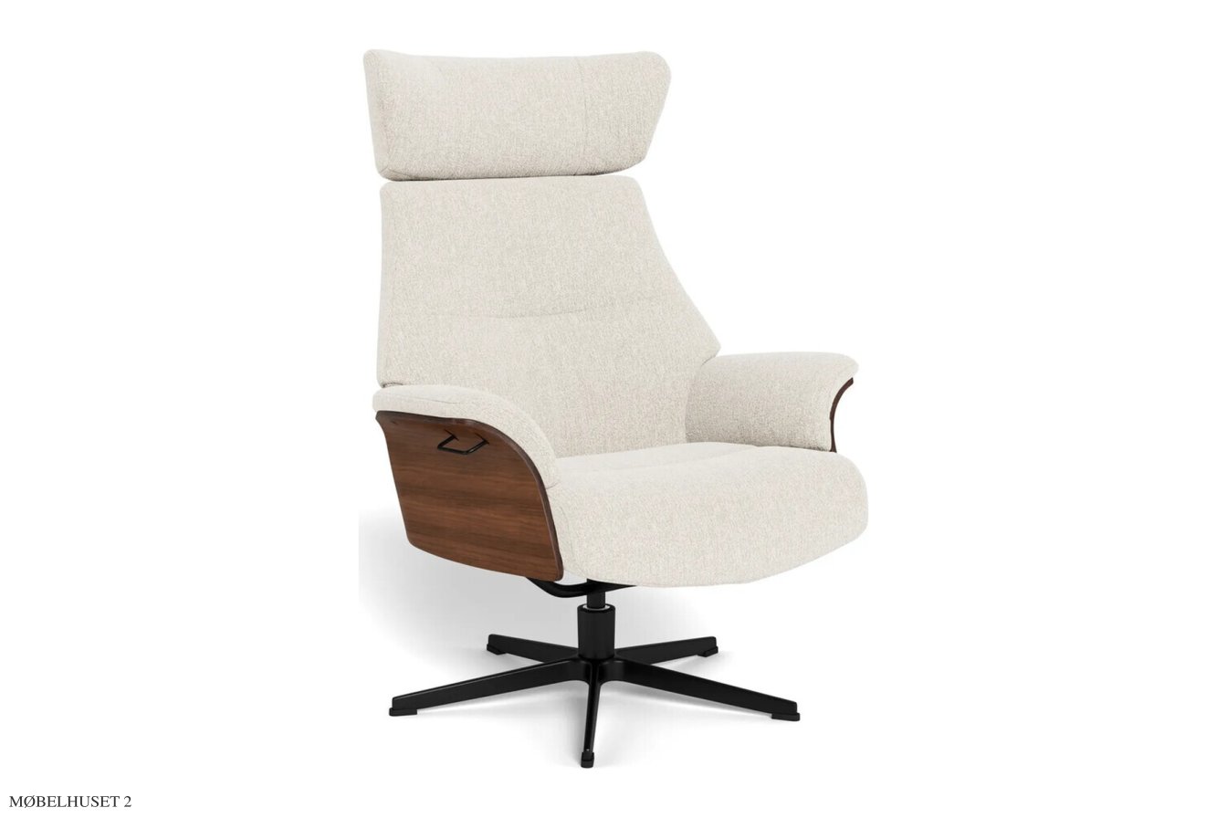 Air l�nestol, Valn�d, Drejefod sort aluminium, Stof | Alta Cream 03 | Conform
