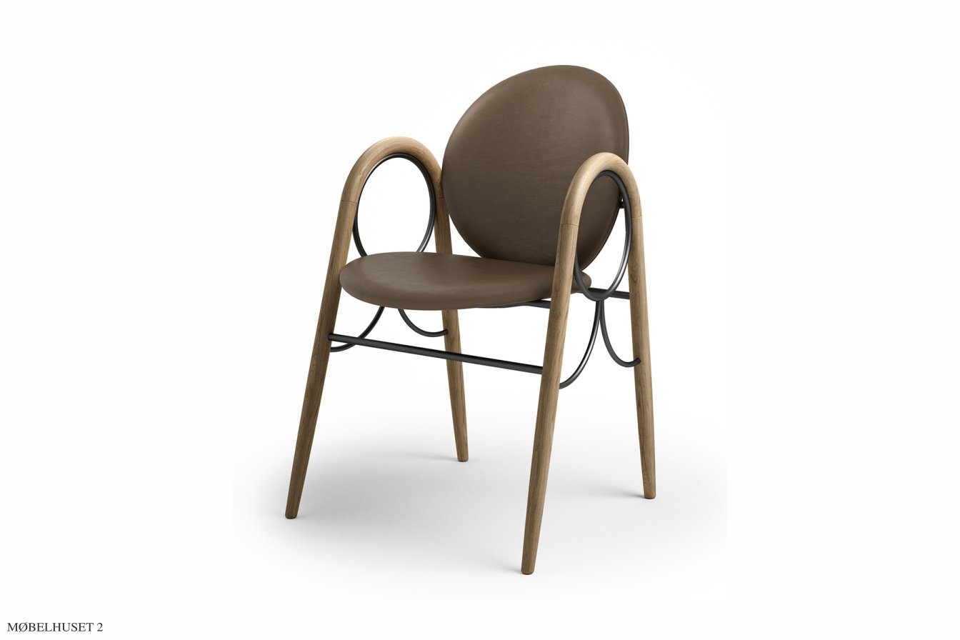 Arkade Chair, Eiche ge�lt, Leder | Cinnamon, Schwarzes Gestell | Brdr. Kr�ger