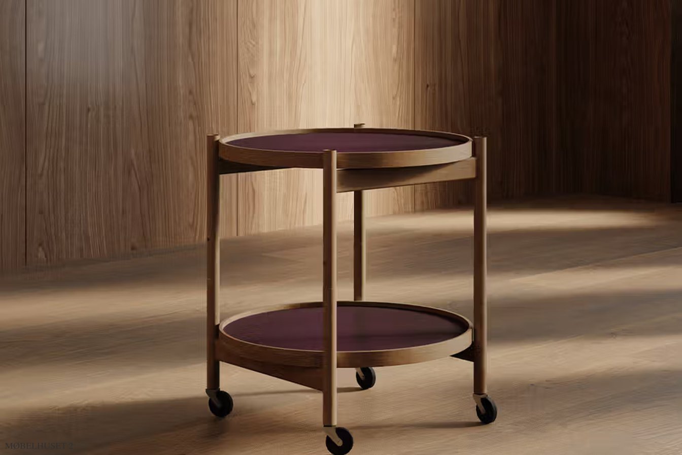 B�lling bakkebord Nano, Modell 50, R�uchereiche ge�lt, Wine – Burgund/Ros� | Brdr. Kr�ger