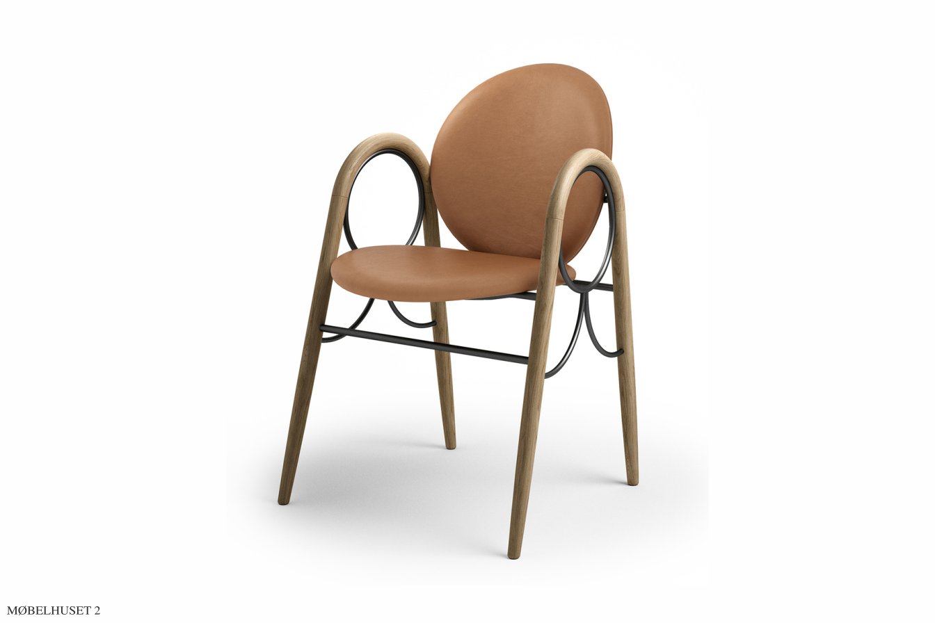 Arkade Chair, Eiche ge�lt, Leder | Brandy, Schwarzes Gestell | Brdr. Kr�ger