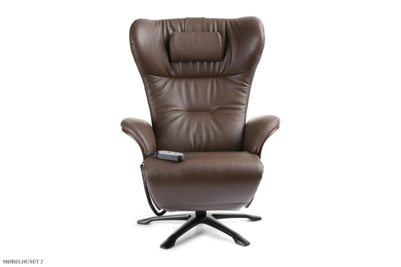 Aviora recliner l�nestol, Valn�d, Drejefod sort aluminium, L�der | Sorrento Nougat 66 | Conform