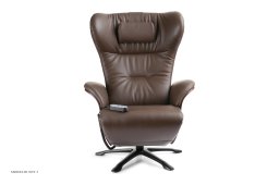 Aviora recliner l�nestol, Valn�d, Drejefod sort aluminium, L�der | Sorrento Nougat 66 | Conform