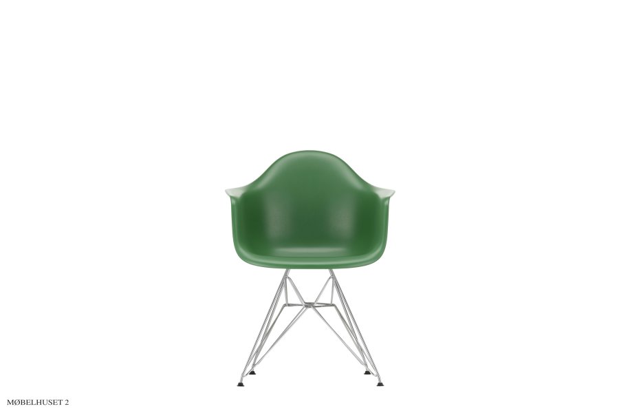 Eames Plastic Armchair (DAR), Verchromt Emerald