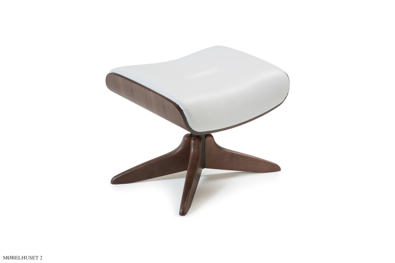 Timeout fodskammel, Valn�d, X-fod i tr�, L�der | Meno White 00 | Conform