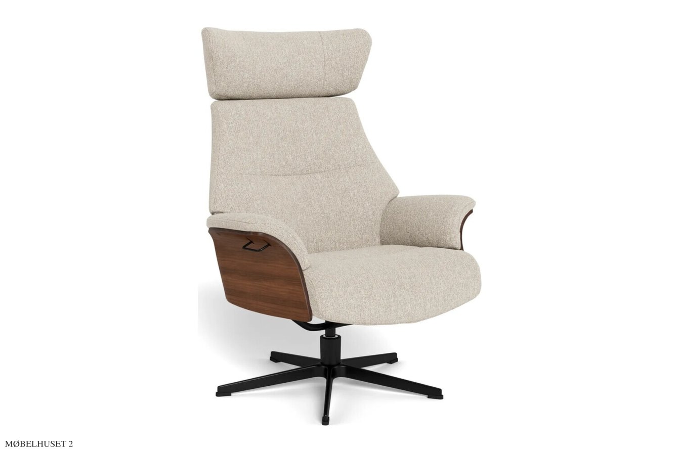 Air l�nestol, Valn�d, Drejefod sort aluminium, Stof | Alta Stone 73 | Conform