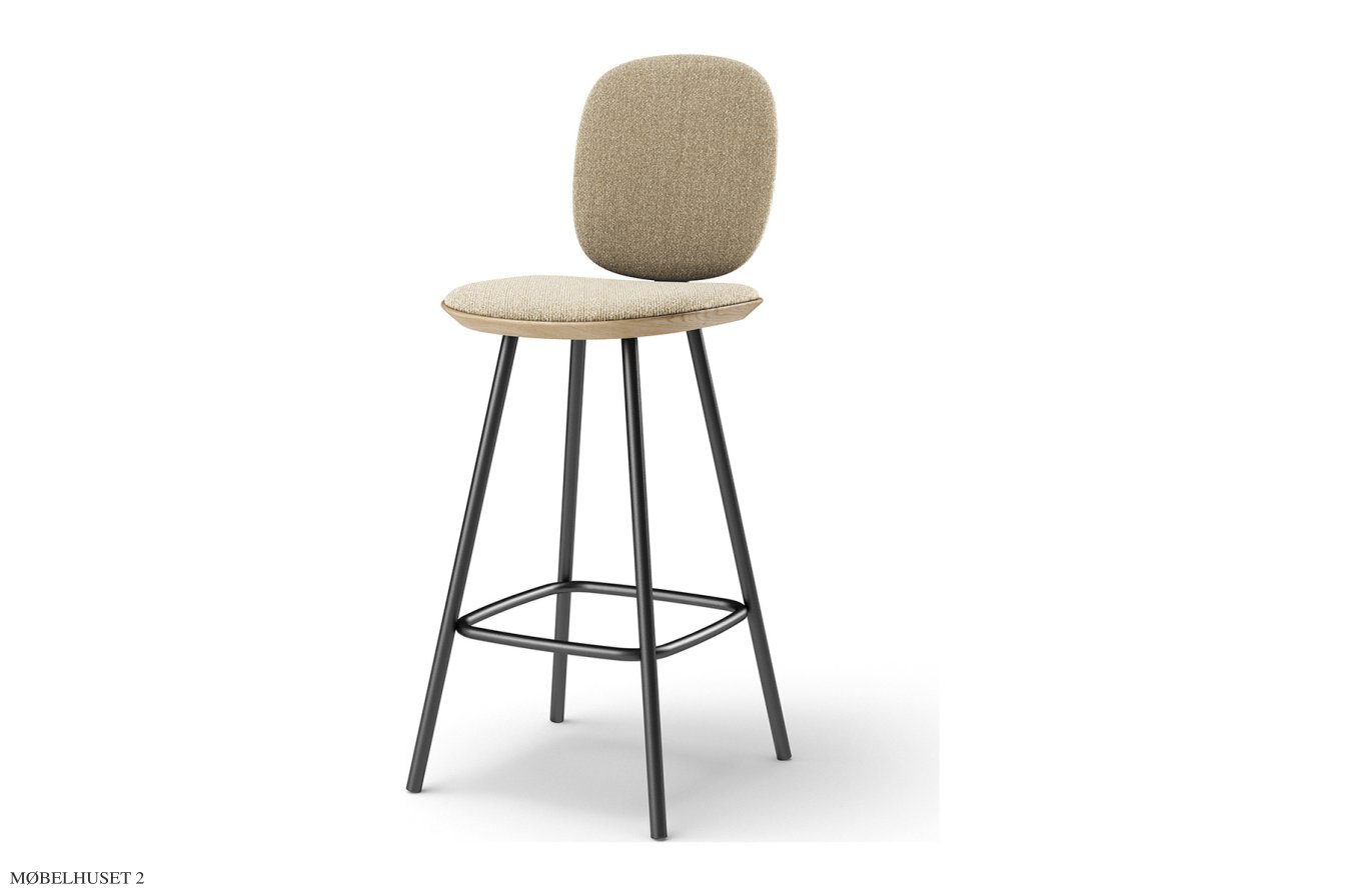 Pauline Comfort barstol, Thekenh�he 65 cm, Metallbeine, Eiche ge�lt, Stoff | Cream (Kvadrat Moss) | Brdr. Kr�ger