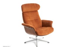 Timeout l�nestol, Valn�d, Drejefod aluminium, Stof | Velvety Bronze 64 | Conform