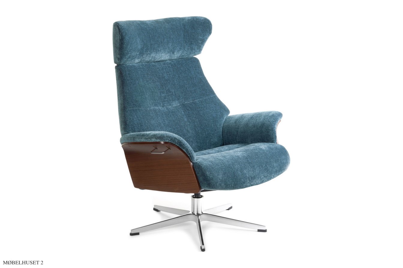 Air l�nestol, Valn�d, Drejefod aluminium, Stof | Alice Petrol 45 | Conform