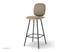 Pauline Comfort barstol, Thekenh�he 65 cm, Metallbeine, Eiche ge�lt, Leder | Almond | Brdr. Kr�ger