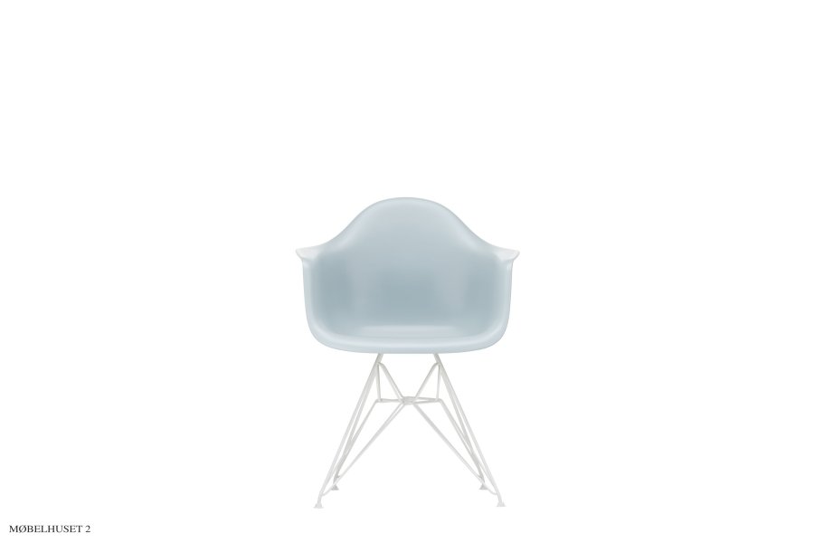 Eames Plastic Armchair (DAR), pulverbeschichtet Gestell Ice Grey  Wei&szlig; pulverbeschichteter Stahl