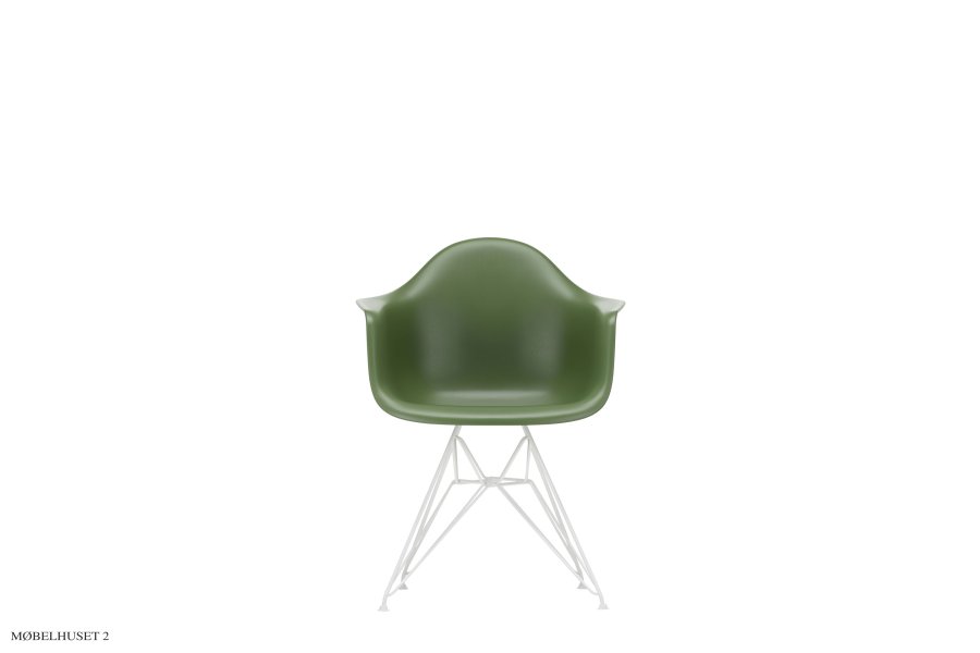 Eames Plastic Armchair (DAR), pulverbeschichtet Gestell Forest Wei&szlig; pulverbeschichteter Stahl