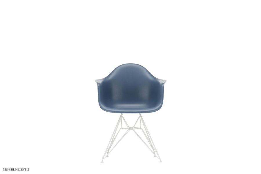 Eames Plastic Armchair (DAR), pulverbeschichtet Gestell Sea Blue Wei&szlig; pulverbeschichteter Stahl