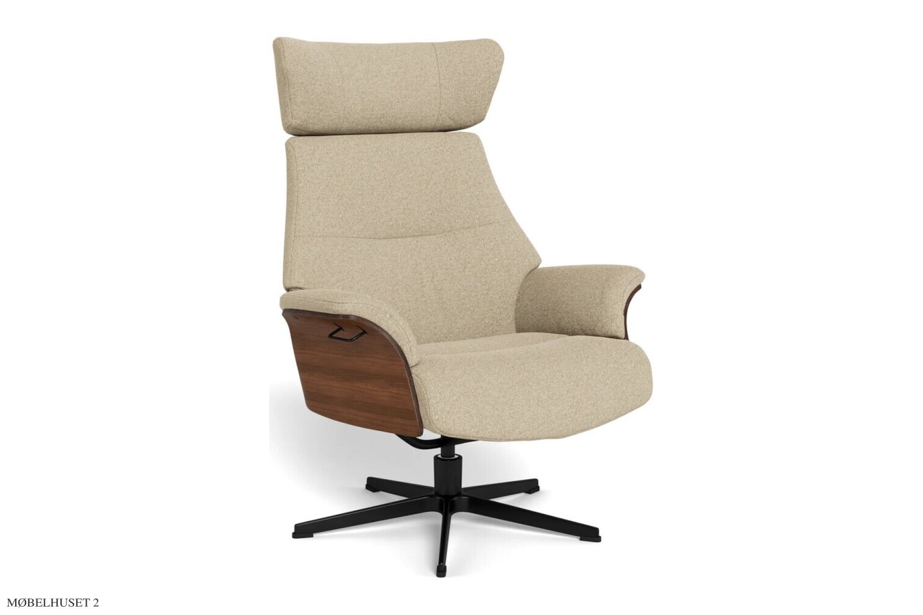 Air l�nestol, Valn�d, Drejefod sort aluminium, Stof | Etna Beige 62 | Conform