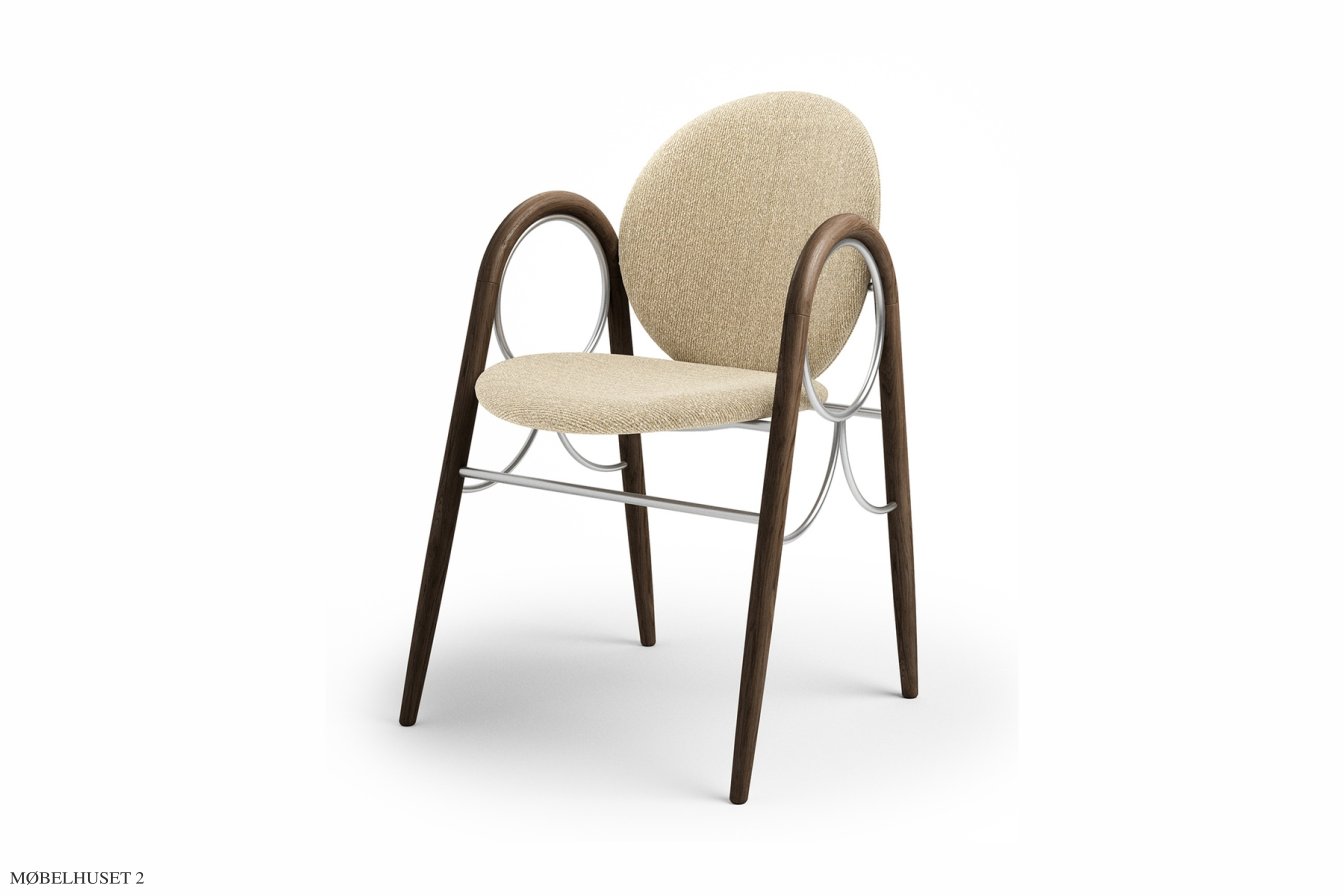 Arkade Chair, R�uchereiche ge�lt, Stoff | Cream (Kvadrat Moss), Chromgestell | Brdr. Kr�ger