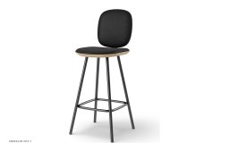 Pauline Comfort barstol, Thekenh�he 65 cm, Metallbeine, Eiche ge�lt, Leder | Black | Brdr. Kr�ger