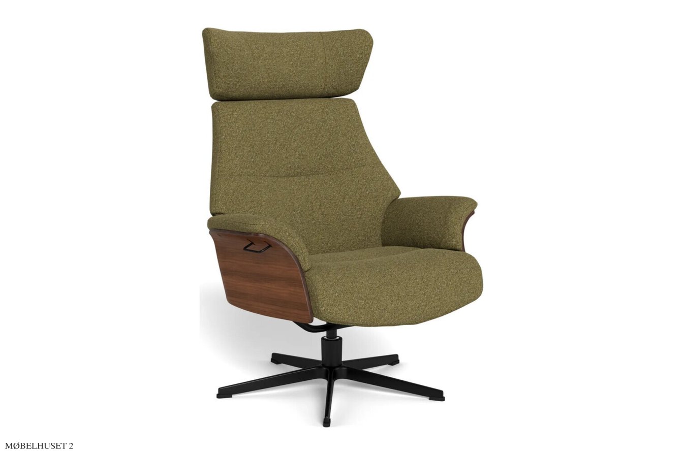 Air l�nestol, Valn�d, Drejefod sort aluminium, Stof | Etna Olive 28 | Conform