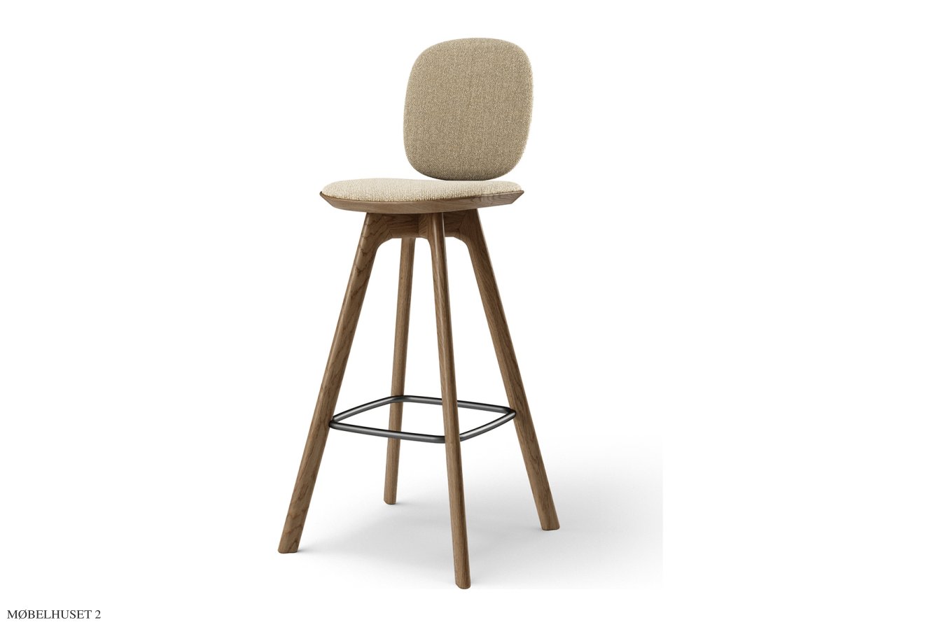 Pauline Comfort barstol, Barh�he 75 cm, Holzbeine, R�uchereiche ge�lt, Stoff | Cream (Kvadrat Moss) | Brdr. Kr�ger