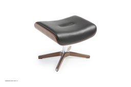 Timeout fodskammel, Valn�d, X-fod tr�/aluminium, L�der | Fantasy Black 89 | Conform