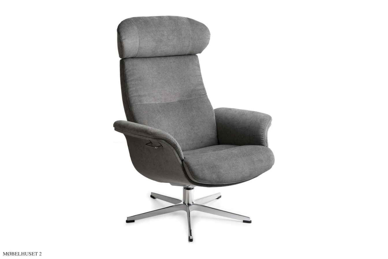 Timeout l�nestol, Helpolstret, Drejefod aluminium, Stof | Velvety Mole 63 | Conform