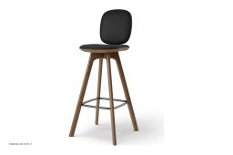 Pauline Comfort barstol, Barh�he 75 cm, Holzbeine, R�uchereiche ge�lt, Leder | Black | Brdr. Kr�ger