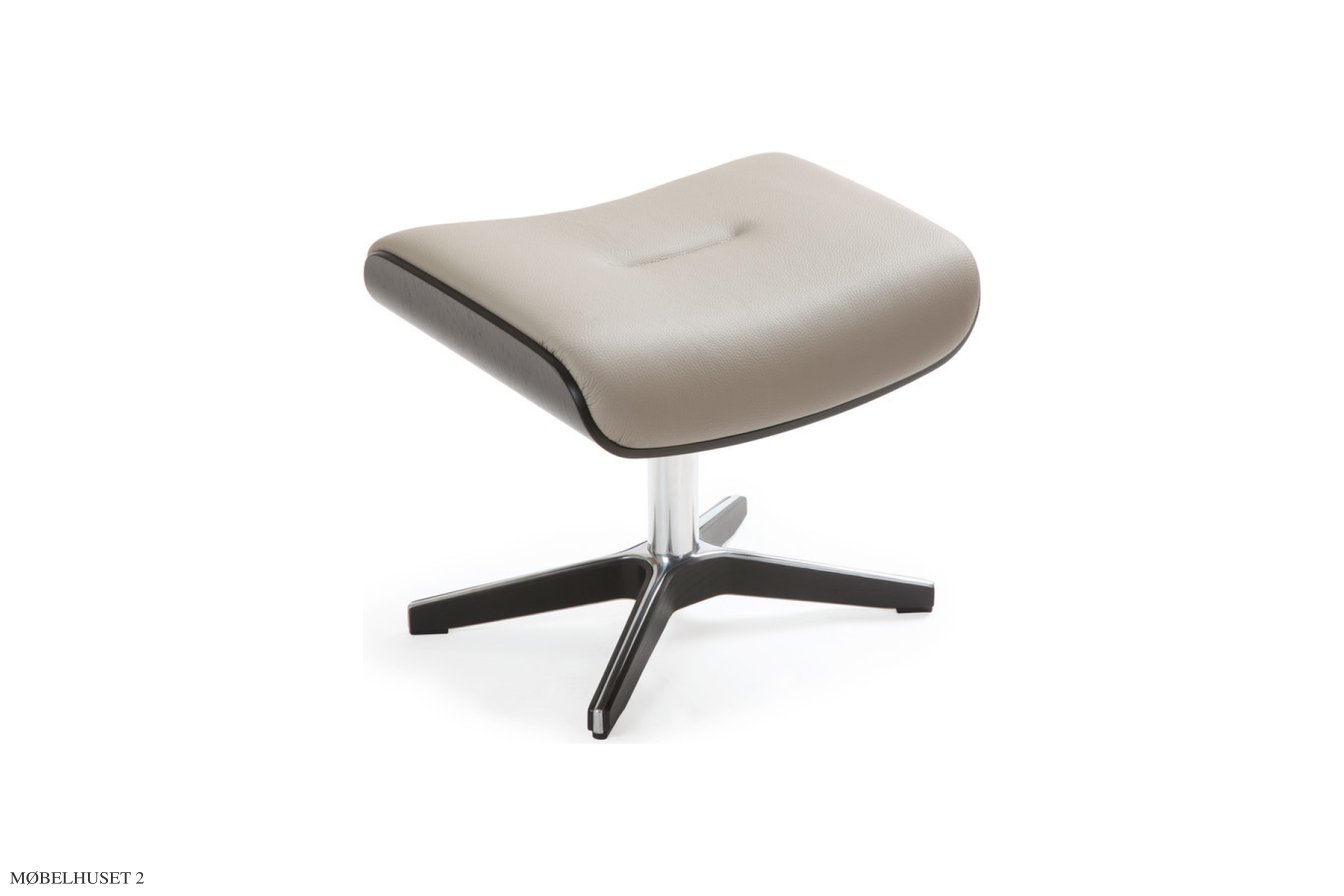 Timeout fodskammel, Eg sortbejdset, X-fod tr�/aluminium, L�der | Naturelle Cement 78 | Conform