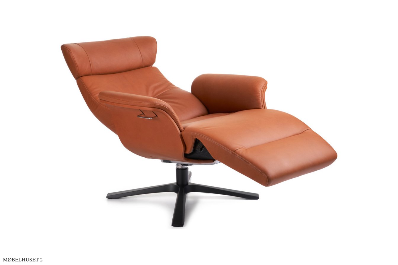 Timeout l�nestol, Helpolstret, Quattro drejefod sort aluminium, L�der | California Cognac 65 | Conform