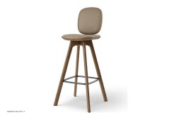 Pauline Comfort barstol, Barh�he 75 cm, Holzbeine, R�uchereiche ge�lt, Leder | Almond | Brdr. Kr�ger