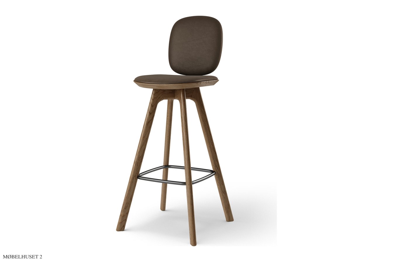 Pauline Comfort barstol, Barh�he 75 cm, Holzbeine, R�uchereiche ge�lt, Leder | Cinnamon | Brdr. Kr�ger