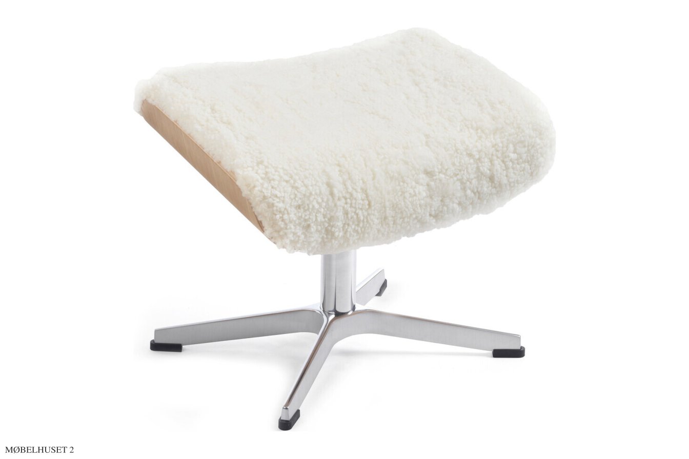 Timeout fodskammel, Eg lak, X-fod aluminium, F�reskind | Sheepskin Offwhite | Conform