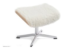 Timeout fodskammel, Eg lak, X-fod aluminium, F�reskind | Sheepskin Offwhite | Conform