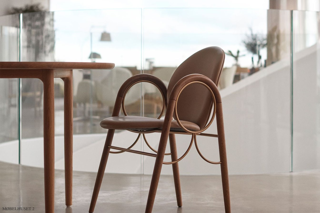 Arkade Chair, R�uchereiche ge�lt, Leder | Brandy, Messinggestell | Brdr. Kr�ger