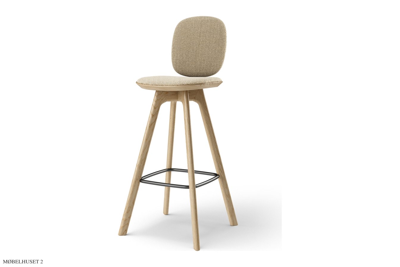 Pauline Comfort barstol, Barh�he 75 cm, Holzbeine, Eiche ge�lt, Stoff | Cream (Kvadrat Moss) | Brdr. Kr�ger