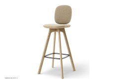 Pauline Comfort barstol, Barh�he 75 cm, Holzbeine, Eiche ge�lt, Stoff | Cream (Kvadrat Moss) | Brdr. Kr�ger