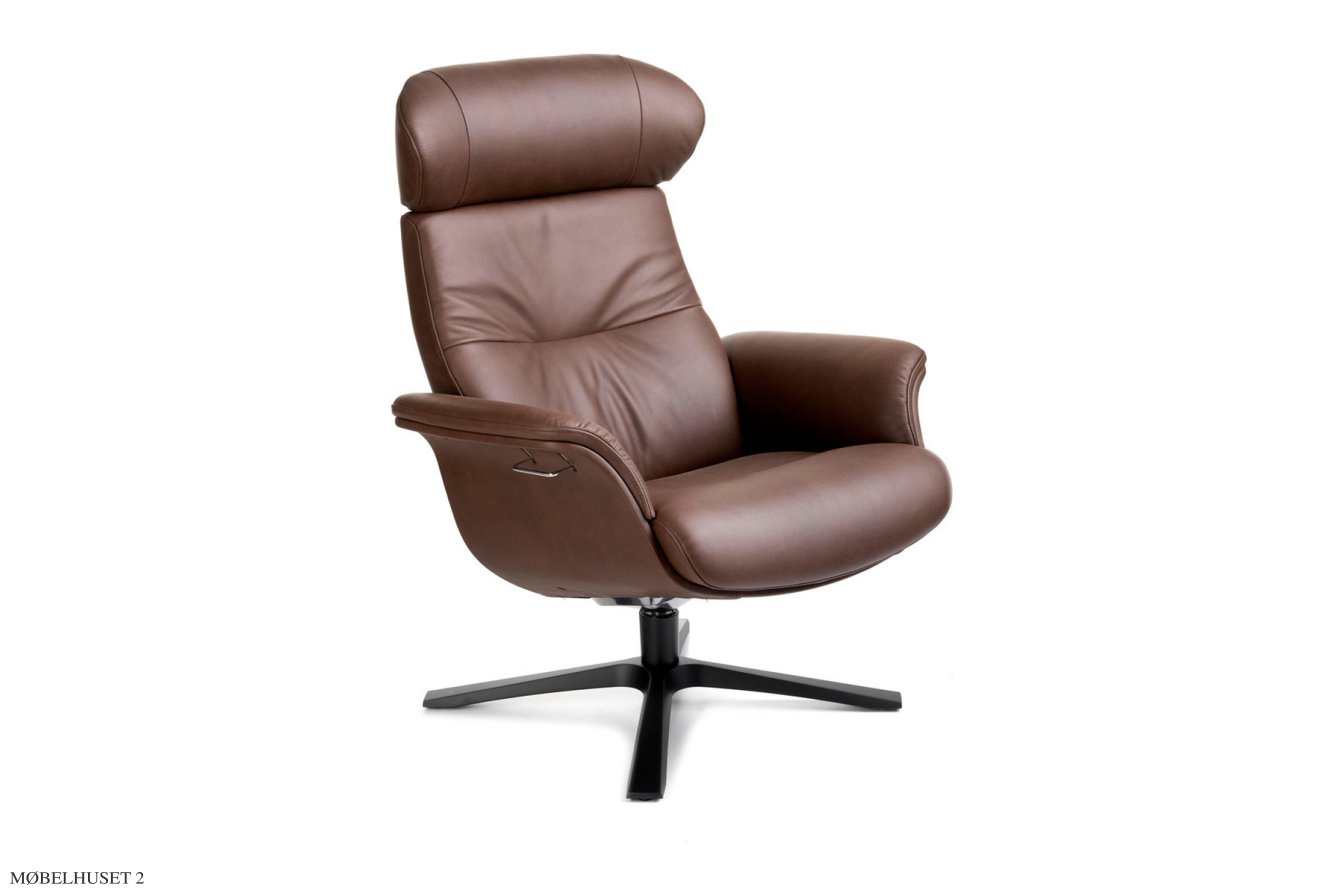 Timeout l�nestol, Eg sortbejdset, Quattro drejefod sort aluminium, L�der | California Mocca 69 | Conform