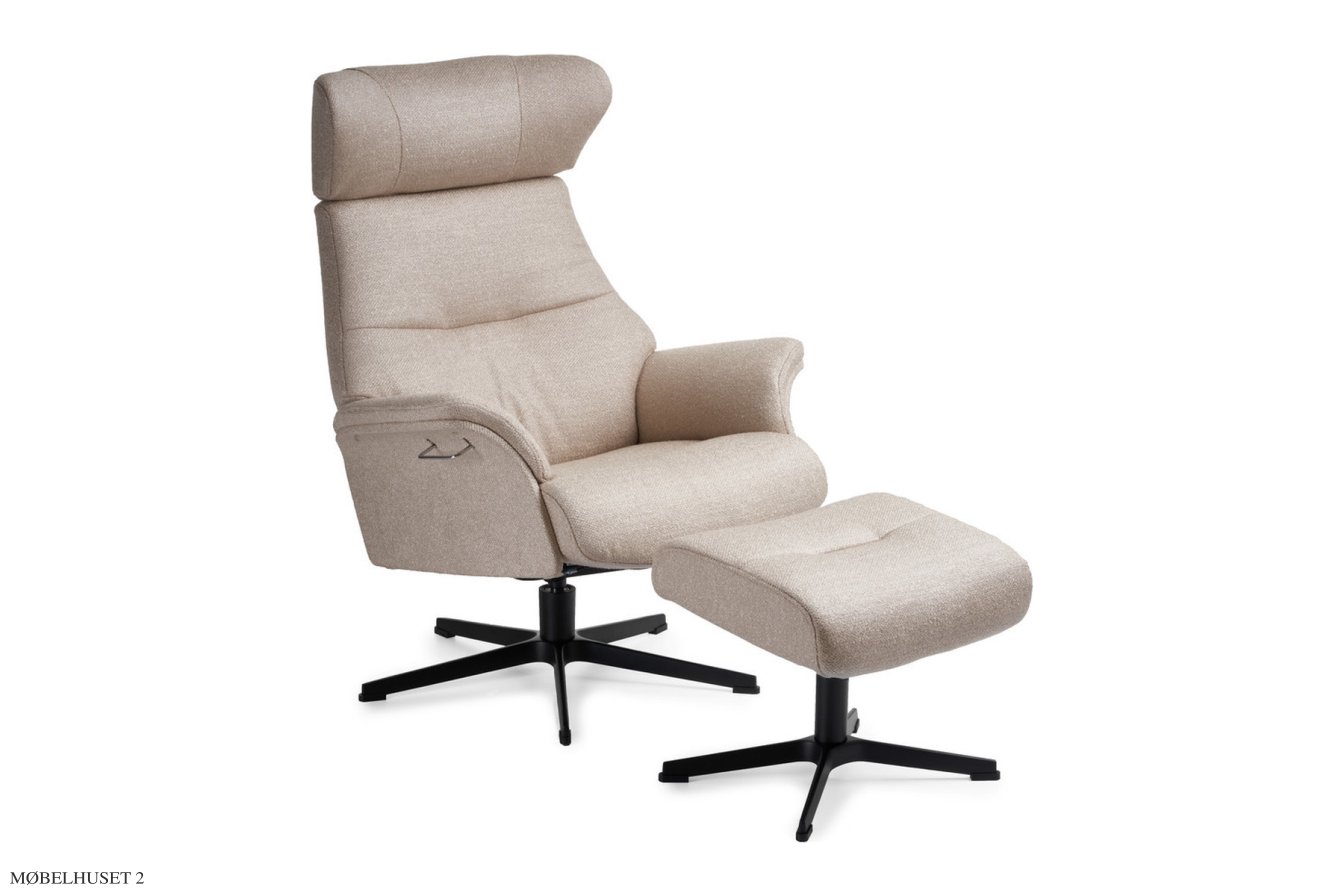 Air l�nestol, Helpolstret, Drejefod sort aluminium, Stof | Dolce Sand 09 | Conform
