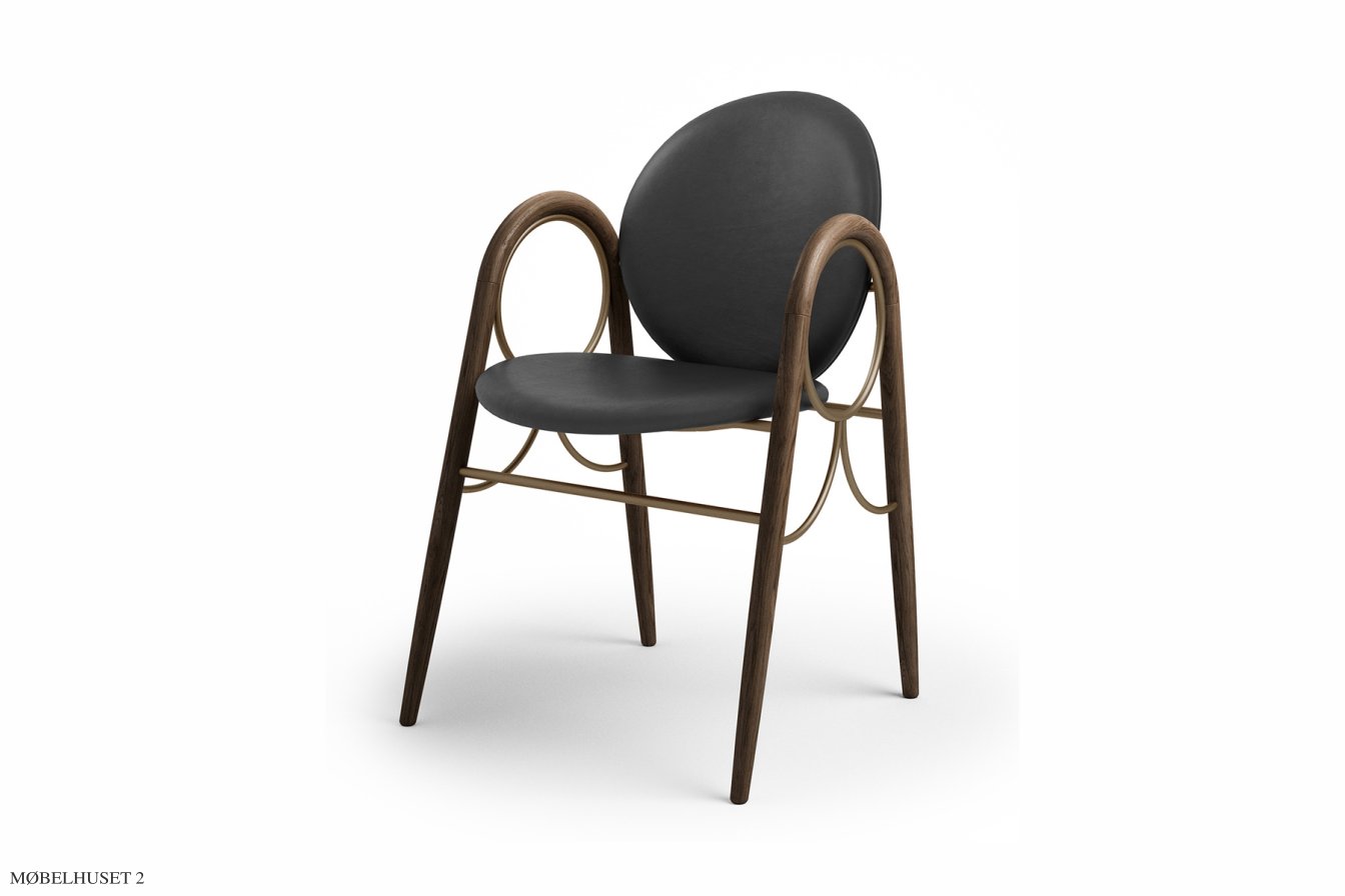Arkade Chair, R�uchereiche ge�lt, Leder | Black, Messinggestell | Brdr. Kr�ger