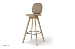 Pauline Comfort barstol, Barh�he 75 cm, Holzbeine, Eiche ge�lt, Leder | Almond | Brdr. Kr�ger
