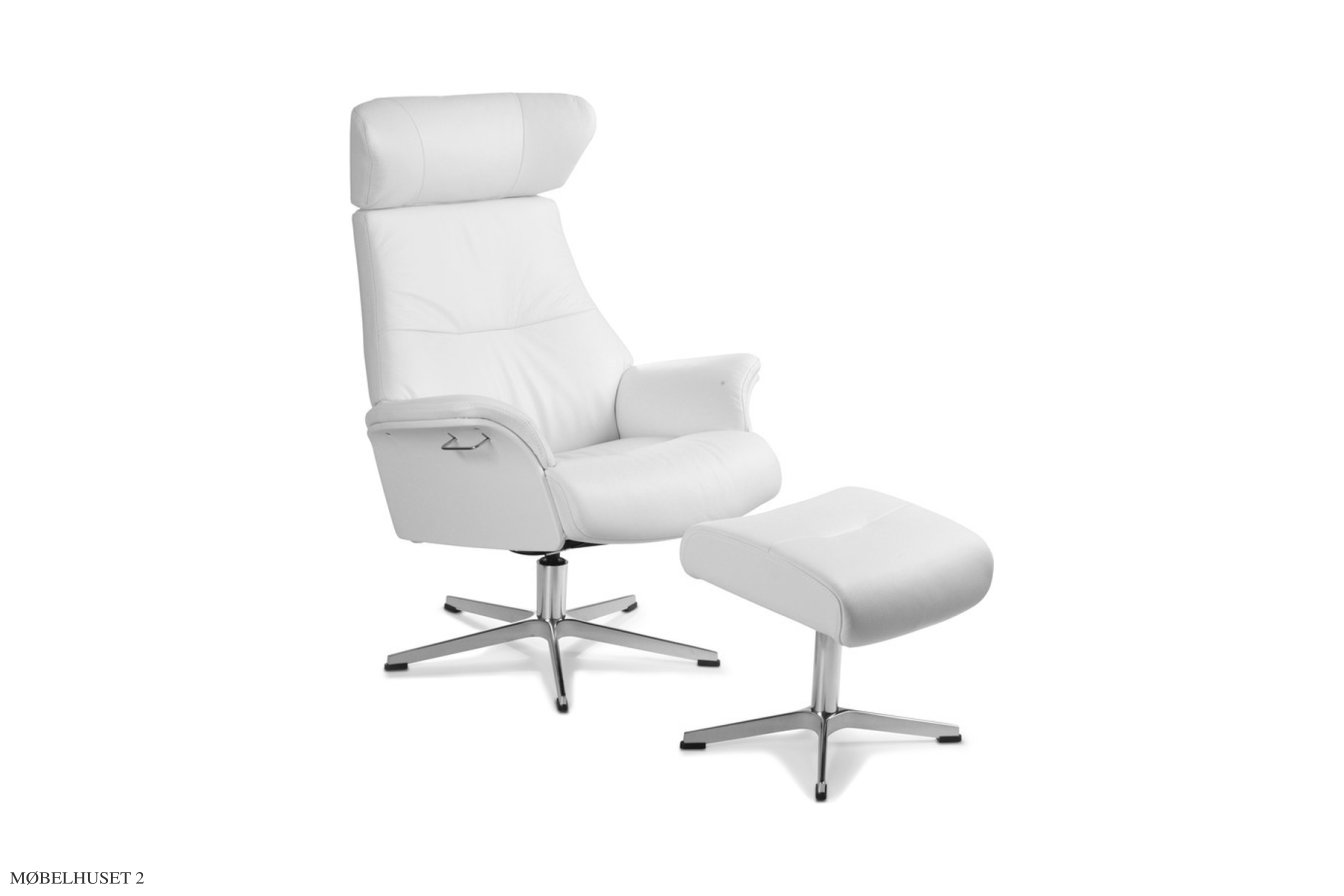 Air l�nestol, Helpolstret, Drejefod aluminium, L�der | Fantasy Pure white 02 | Conform