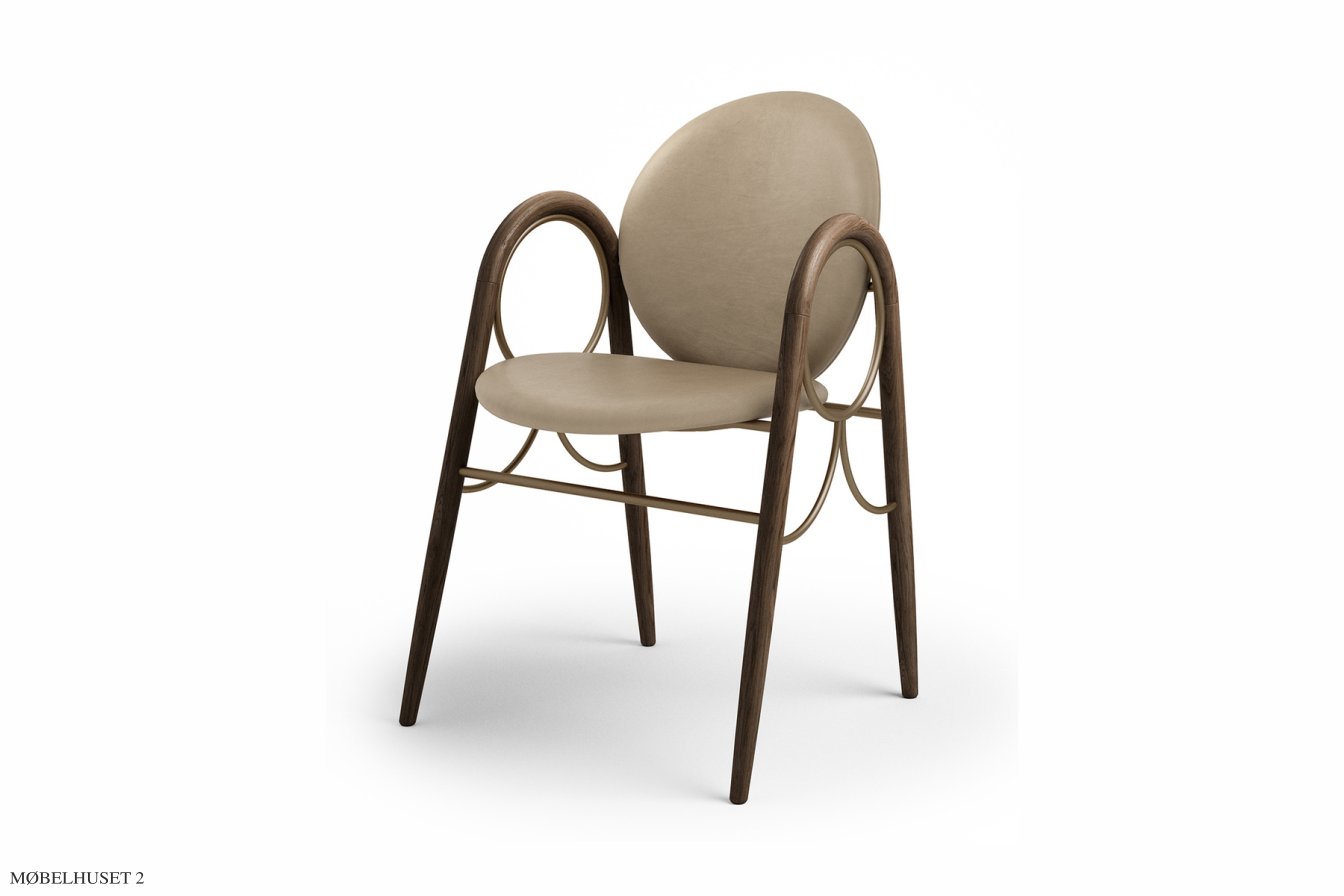 Arkade Chair, R�uchereiche ge�lt, Leder | Almond, Messinggestell | Brdr. Kr�ger