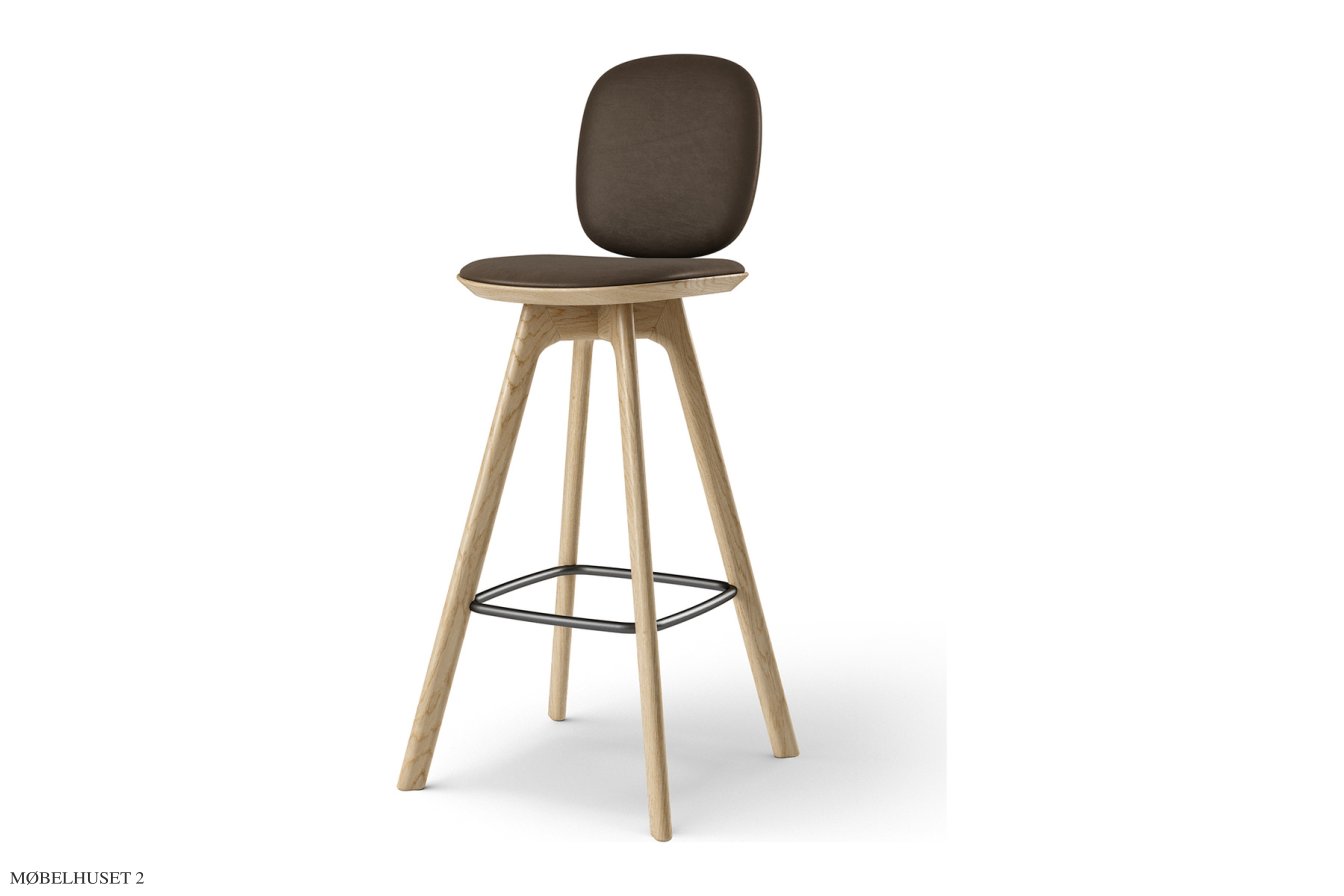 Pauline Comfort barstol, Barh�he 75 cm, Holzbeine, Eiche ge�lt, Leder | Cinnamon | Brdr. Kr�ger