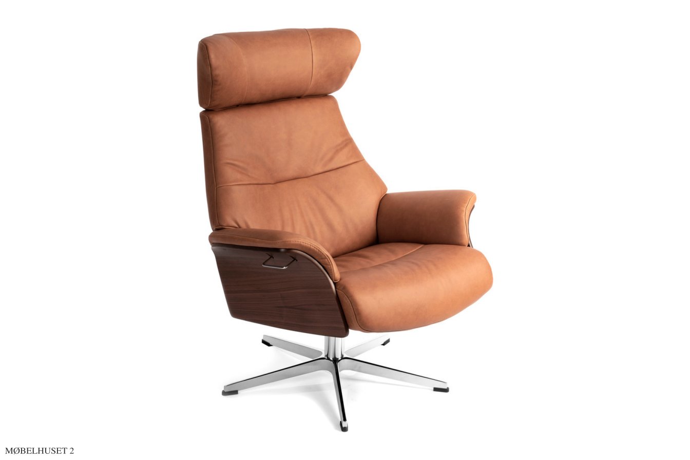 Air l�nestol, Valn�d, Drejefod aluminium, L�der | Jesolo Cognac 64 | Conform