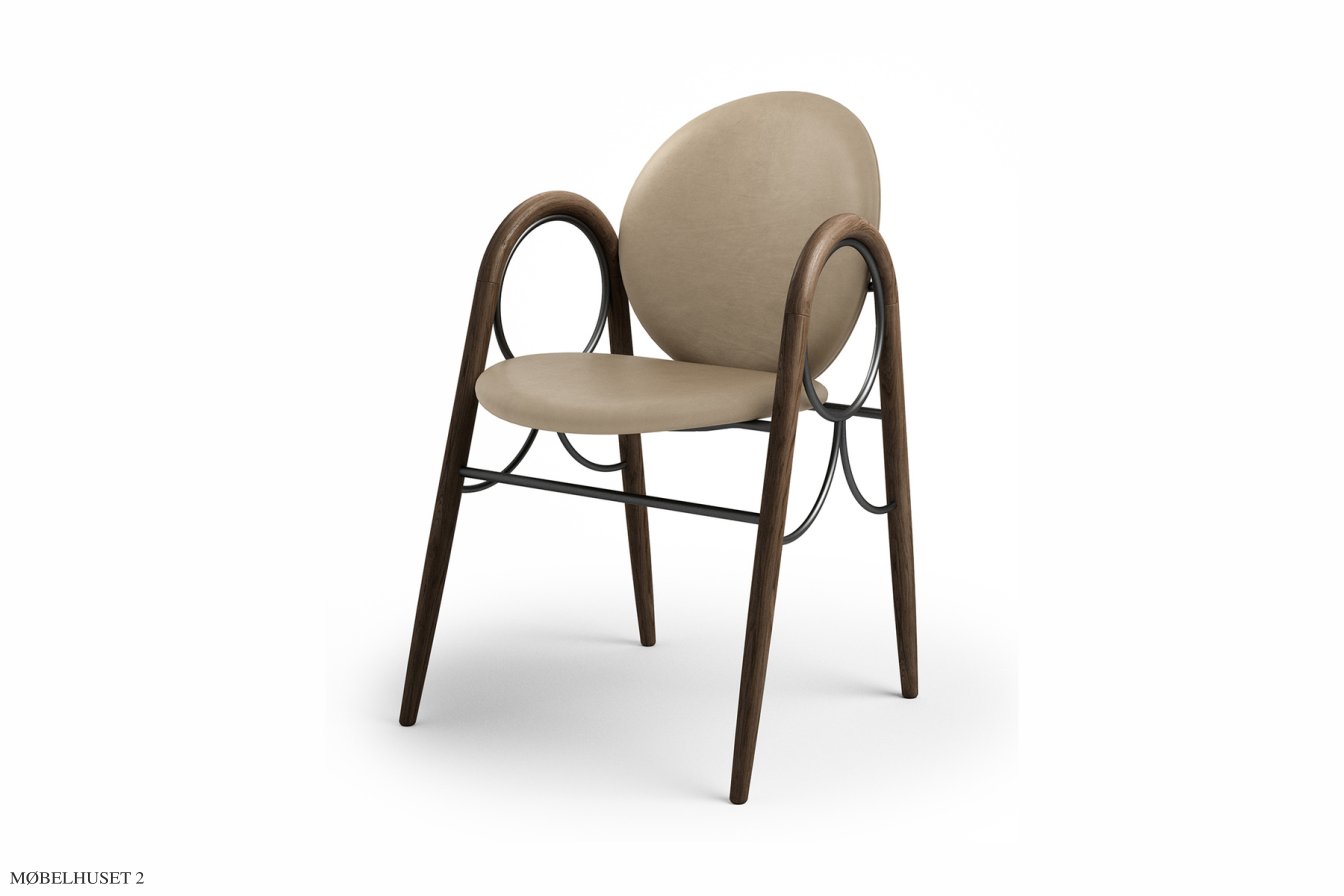 Arkade Chair, R�uchereiche ge�lt, Leder | Almond, Schwarzes Gestell | Brdr. Kr�ger