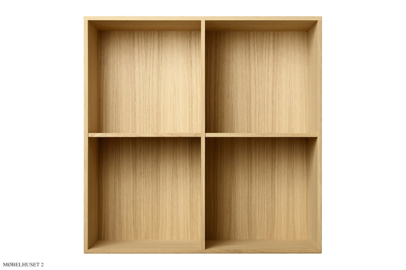 ATBO Reol 70 x 70, Lodret mellemside, 21 cm, Eg mat lak