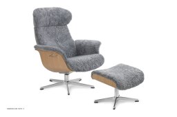 Timeout l�nestol, Eg lak, Drejefod aluminium, F�reskind | Sheepskin Graphite | Conform