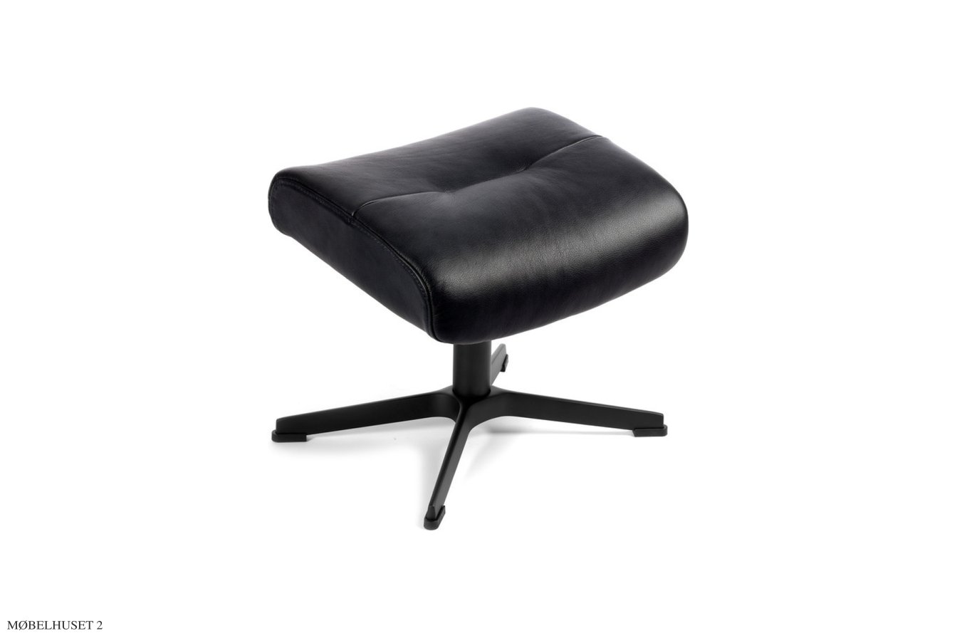 Air l�nestol, Eg sortbejdset, Drejefod sort aluminium, L�der | Fantasy Black 89 | Conform