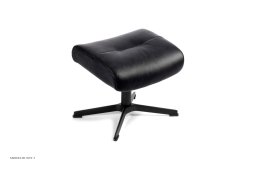 Air l�nestol, Eg sortbejdset, Drejefod sort aluminium, L�der | Fantasy Black 89 | Conform