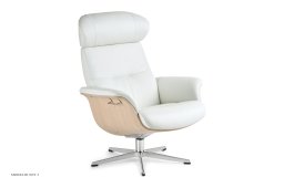 Timeout l�nestol, Eg ubehandlet, Drejefod aluminium, L�der | Fantasy Pure white 02 | Conform