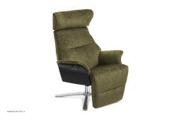 Air l�nestol, Eg sortbejdset, Quattro drejefod aluminium, Stof | Etna Olive 28 | Conform